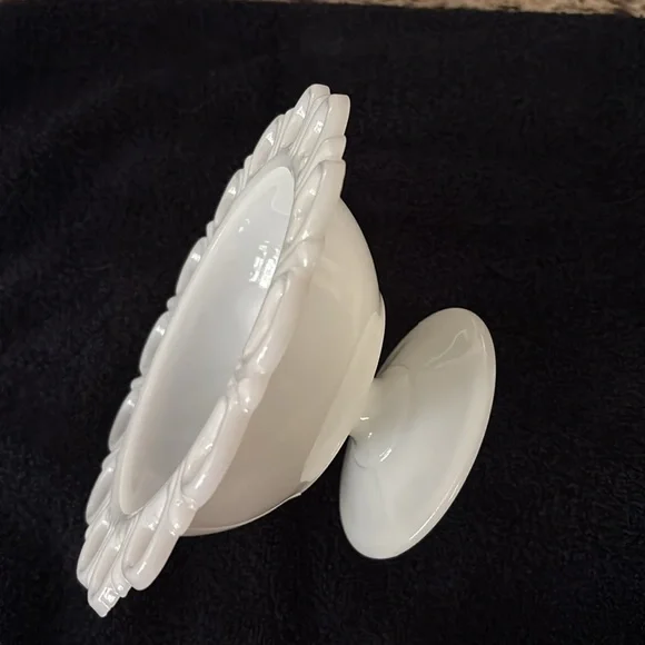 Vintage Footed Anchor Hocking (?)Milk Glass Candy Dish - Picture 2 of 2